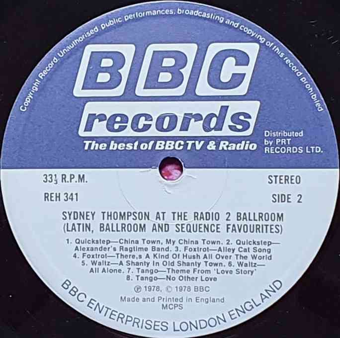 REH 341 Syndey Thompson at the Radio 2 ballroom Syndey Thompson from the BBC records and Tapes library Label